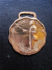 Vintage  ** FLY FISHERMAN **  Watch Fob  Original Brass