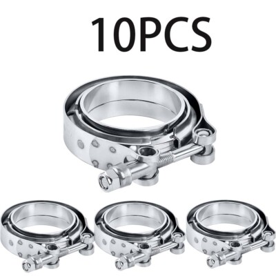10x 3 inch V Band Clamp w/Male Female Flanges 304 Stainless Steel Turbo Downpipe