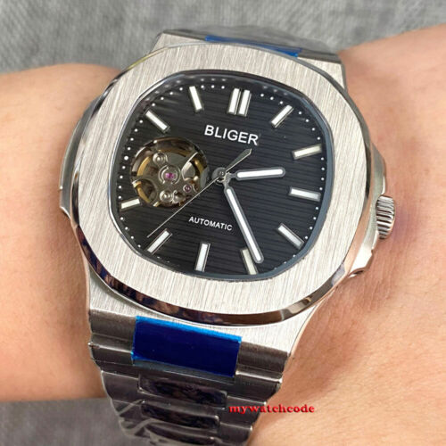 Orologio Da Uomo Quadrato 40MM Bliger Quadrante Nero Giappone NH38A Automatico Vetro Zaffiro - Foto 14 di 20