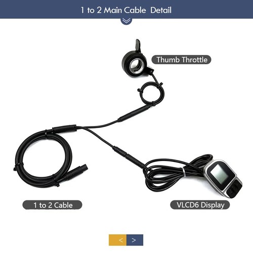 E-bike Thumb Throttle 1to2 Cable Set Speed Throttle for VLCD6/XH18/VLCD5 Display