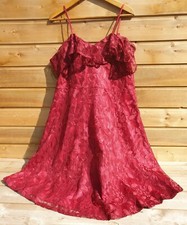 Rosegal Dress Women's Size L/18 Red Lace A Line Cold Shoulder Strappy New Tags