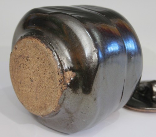 Pot poterie cérémonie thé Mizusashi ustensile Tenmoku zen wabi sabi studio vintage - Photo 6/12