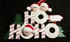 Personalized HOHOHO Family of Three 3 Christmas Tree Ornament Holiday