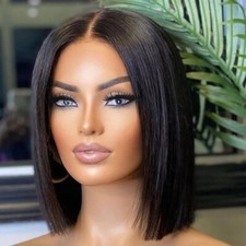 Straight Bob 13x4x1 T Part Lace Front Human Hair Wigs Black Hair for Women 10in