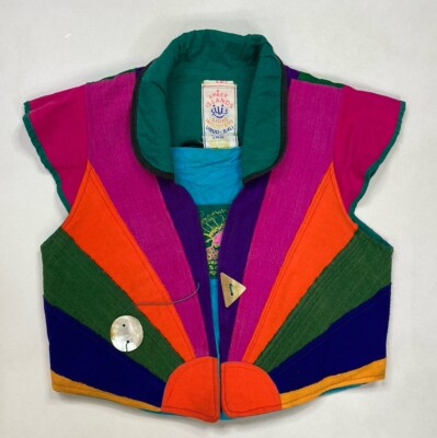 VINTAGE Space Islands Light Industrys Reversible Vest Jacket Women Small 80s