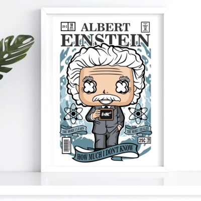 Albert Einstein A3 A4 Druck Poster Comic Style Film Sänger ungerahmt