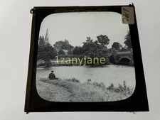 B/W Glass Magic Lantern Slide LZC UK THAMES BRIDGE OVER THE WEYBRIDGE SURREY