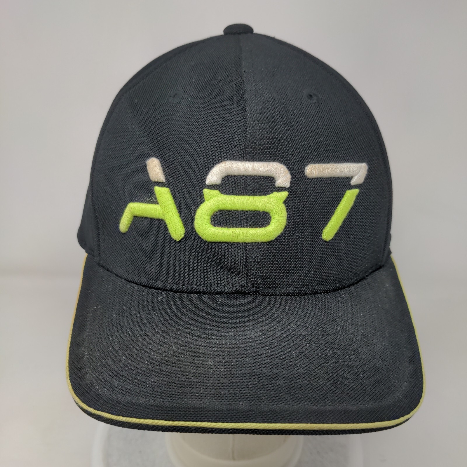 A87 Fitted Hat Black Small/Medium Embroidered Fle… - image 2