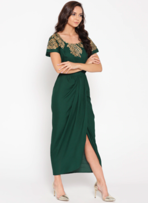 Dhoti Style Wrap Indian Dress For Women, Indo Western Dress, Cowl Dress |  eBay