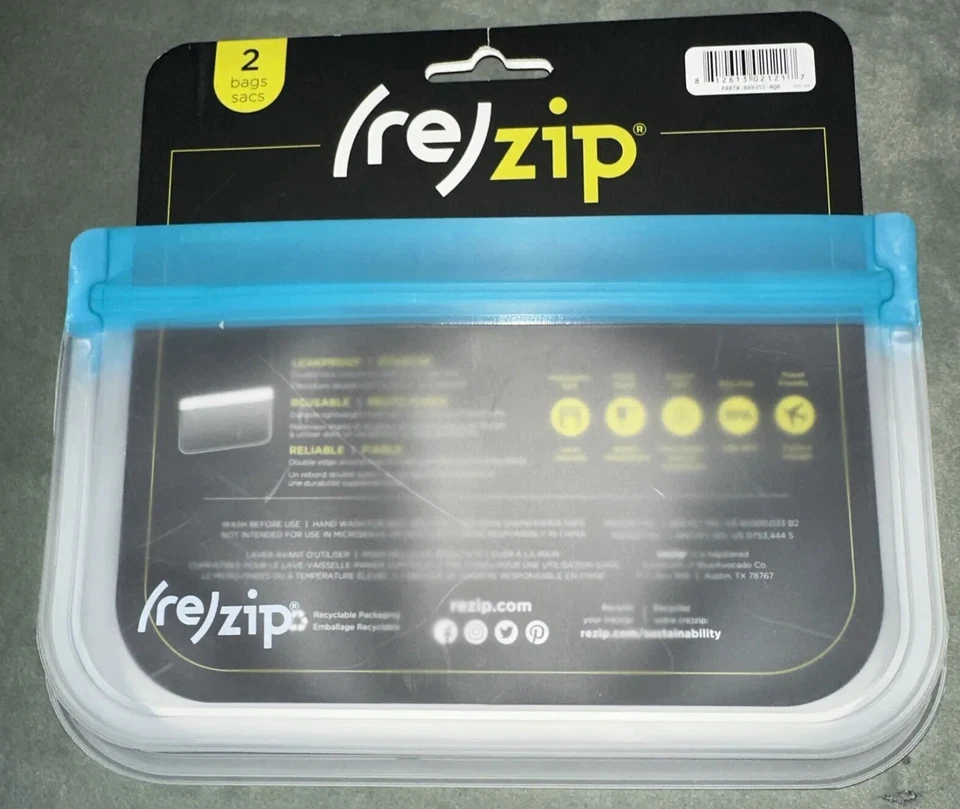 Blue Re(Zip) Lay Flat Snack Leakproof Reusable Storage Bag 2-pk   New In Pack - Image 4 of 4
