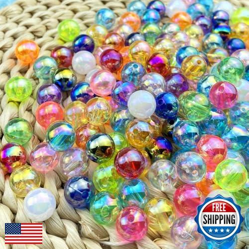 Jmassyang 200 Pieces 10mm Glossy Acrylic Round Beads AB Color Spacer Bubble B - 第 5/5 張圖片