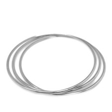 Skinny Simple Silver Bangle Bracelet Set of 3 Stainless Steel Jewelry for Women