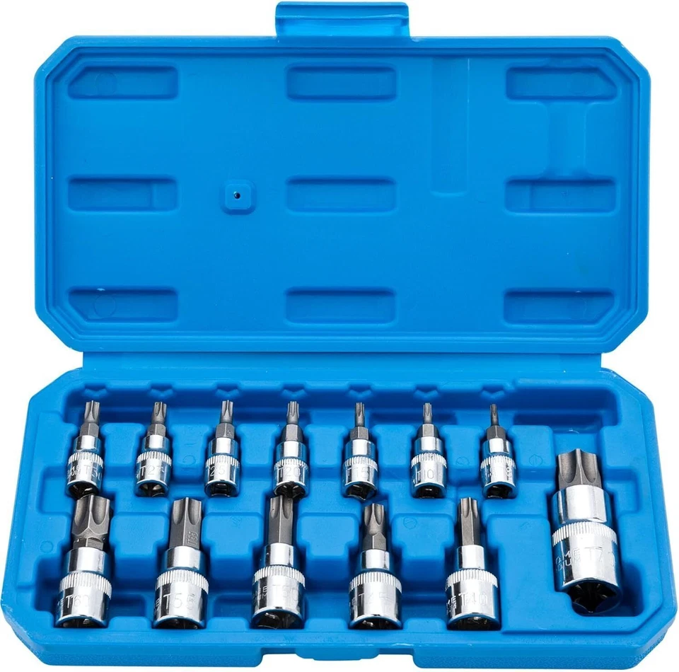 13Pc Master Torx Socket Set 1/2" 1/4" 3/8" T8-T70 Drive S2 and Cr-V Steel w/Case - Image 3 of 4