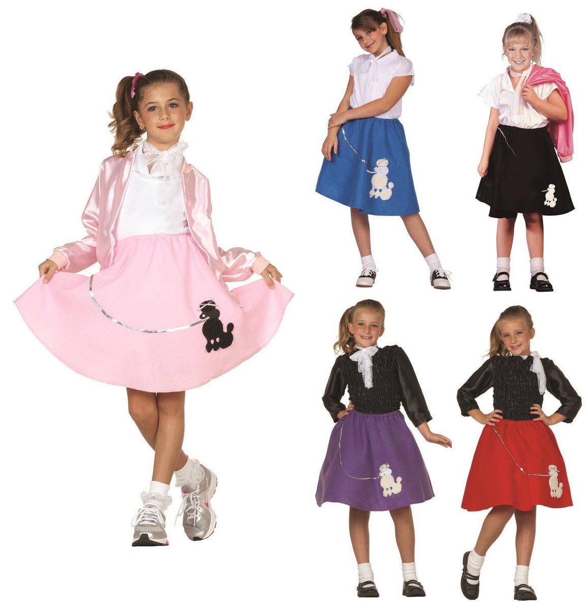 1950S 50'S GIRL CHILD SOCK HOP DIVA DANCE COSTUME POODLE SKIRT W/ SCARF  91031