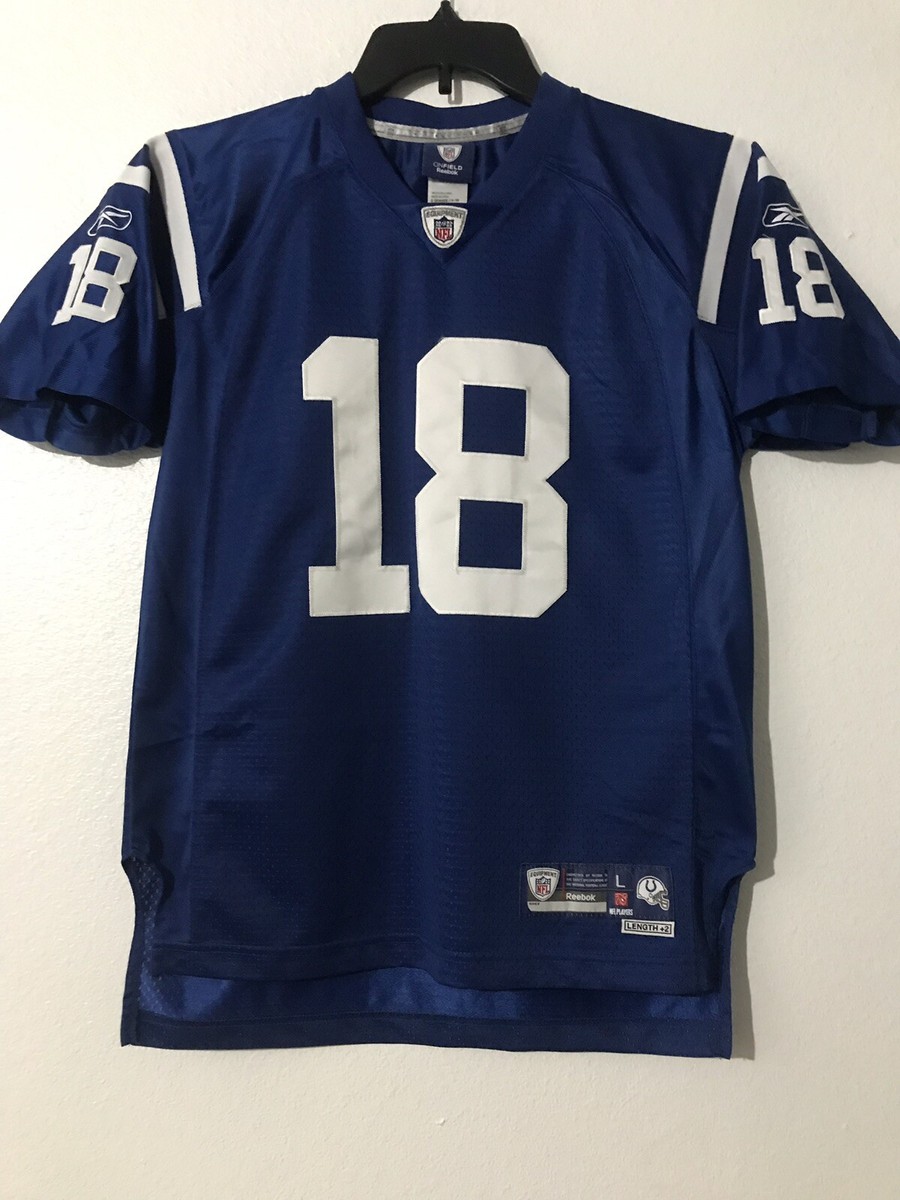 Reebok Indianapolis Colts Manning #18 Stitch Jersey Blue/White Sz