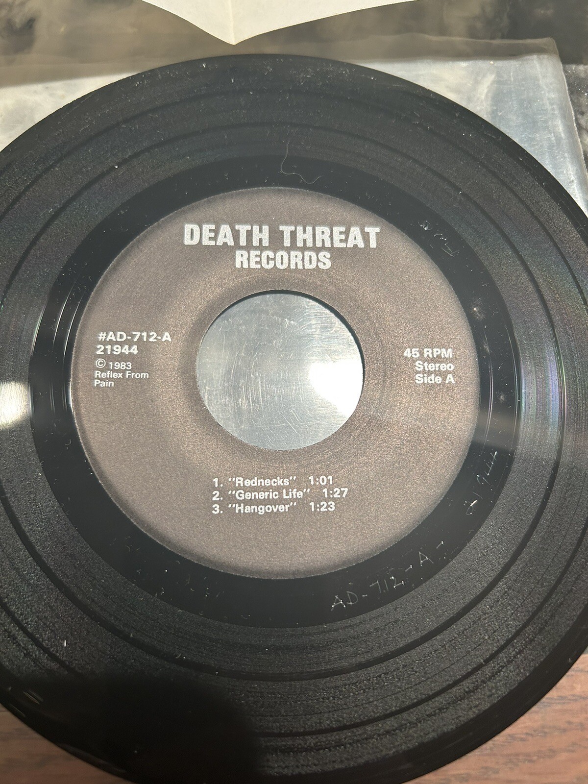Reflex From Pain Black And White Ad712A Death Threat 1983 Hardcore