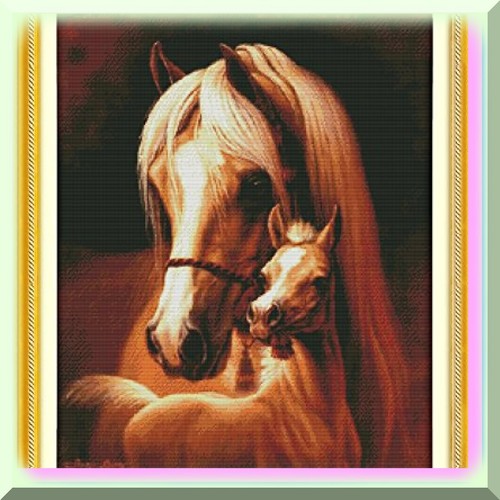 Horse Love Cross-Stitch Kit: Beginner's Needlework Set with 14 CT Stamped Suppli - Bild 7 von 7