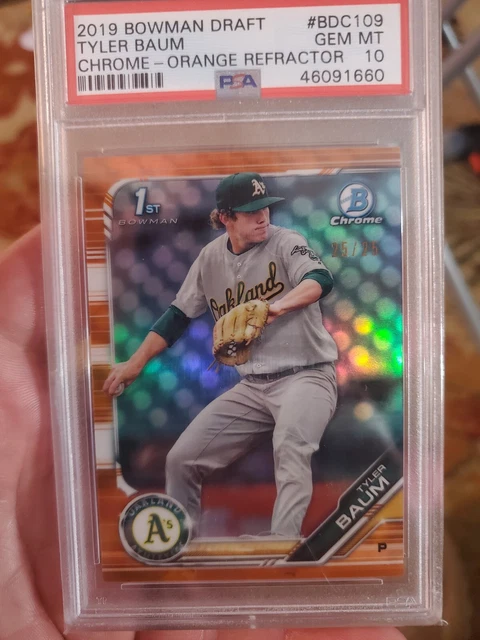 2019 1st Bowman Chrome Tyler Baum Orange Refractor /25 1/1 PSA 10 G5