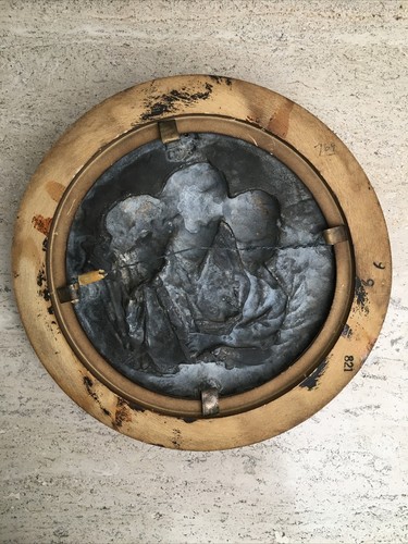 Antikes Hochrelief Rund Wandrelief Drei Geisha Frauen Messing Metall Viktorianisch - Bild 6 von 12