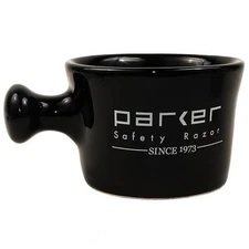 Parker Safety Razor Black Stoneware Apothecary Style Shave Mug Handmade in USA