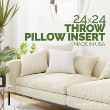 24x24" Throw Pillow Insert Sham Square Euro Pillow Stuffing Premium Quality USA