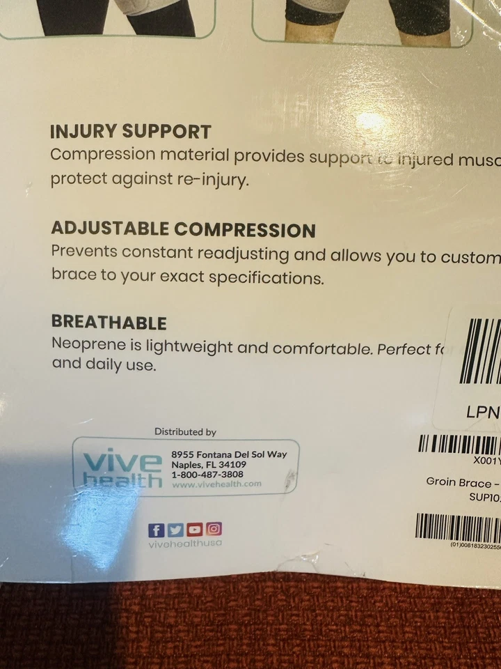 Vive Groin Brace Negro Cadera 25” - 48” CAJA ABIERTA Neopreno Inge Brace Gris Foto 4 de 4