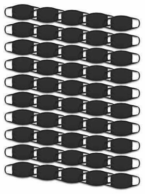 50 Fruit of the Loom Washable Reusable 100% Cotton Masks - Black($59 value)