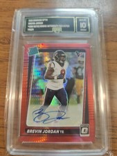 2021 donruss Optic Brevin Jordan #288 Rated Rookie Auto Red Hyper Prizm GMA 10