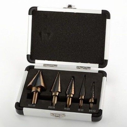 5PC Variable Multi Step Down Drill Bit Unibit Tool Uni Stepped Size