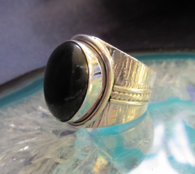 Anello In Onice Nero Segno Zodiacale Capricorno Argento Sterling