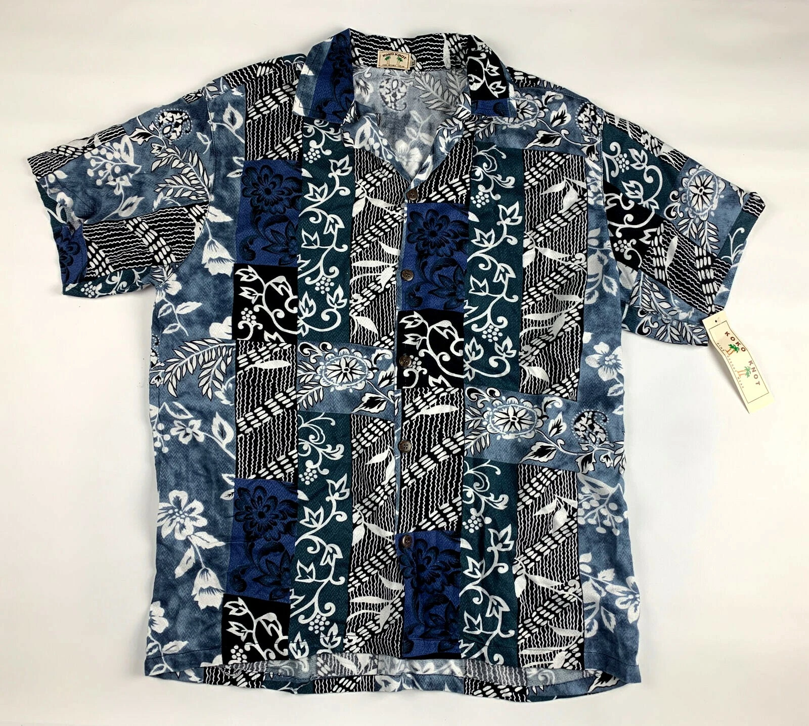 Koko Knot Short Sleeve Button Shirt Mens XL X-Large Blue Hawaiian Tropical NEW