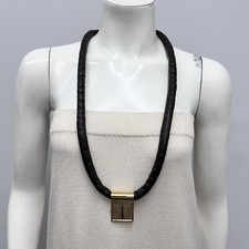 Vintage Bill Blass Watch Clock on Leather Belt or Necklace Brown RARE