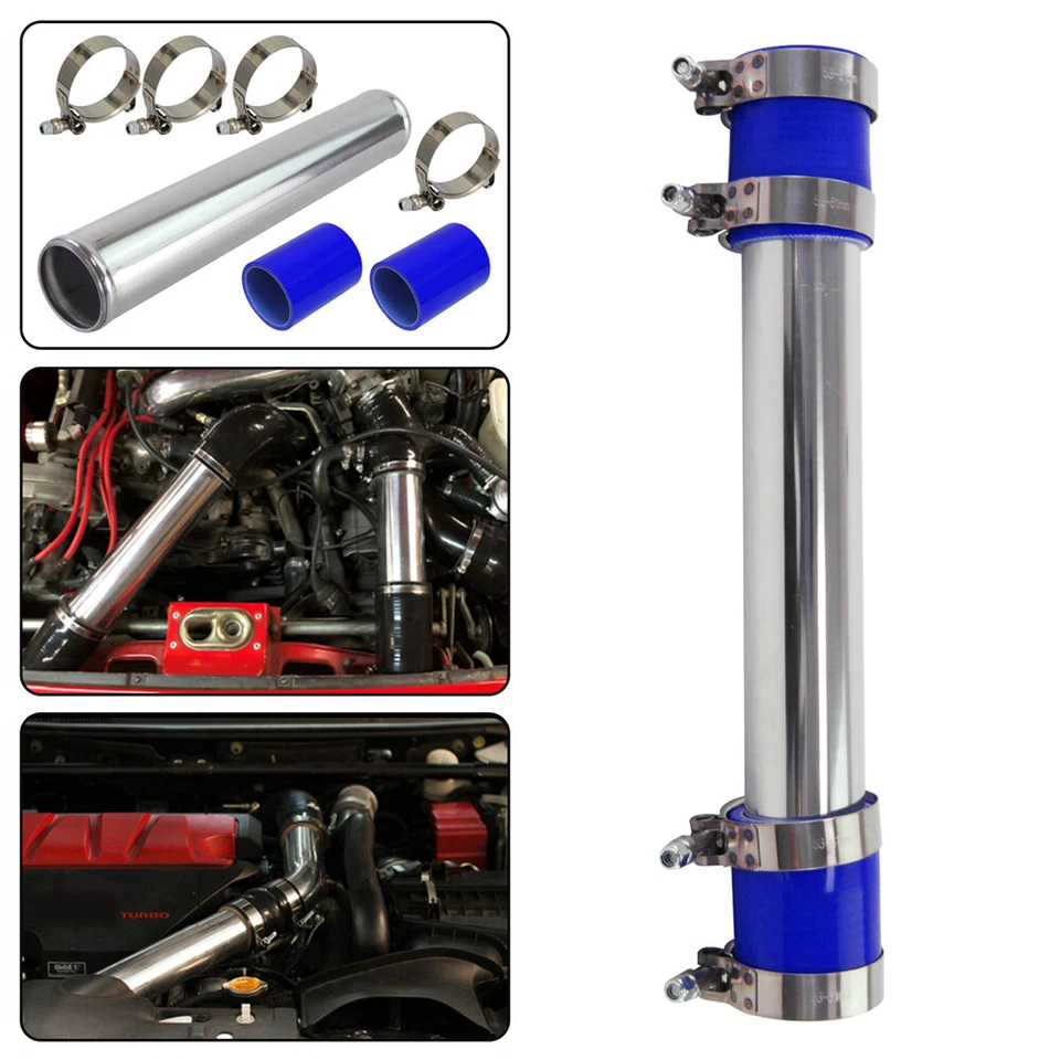 Tubo turbo intercooler de aluminio 51 mm 2,0" + abrazaderas de manguera de silicona azul Foto 2 de 4