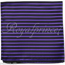 100 New Men's Pocket Square Handkerchief Hankie Only black Purple Stripes