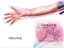 Disposable Soft Plastic Film Gloves Veterinary Examination Long Arm Gloves 100ps