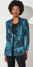 Ming Wang Paisley Shawl Collar Lapel Knit Jacket