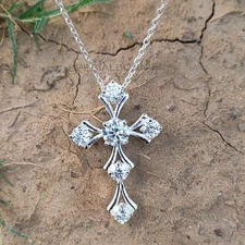 7.00 Ct Certified Diamond Cross Pendant-Unisex Gift.-Great Luster-VIDEO