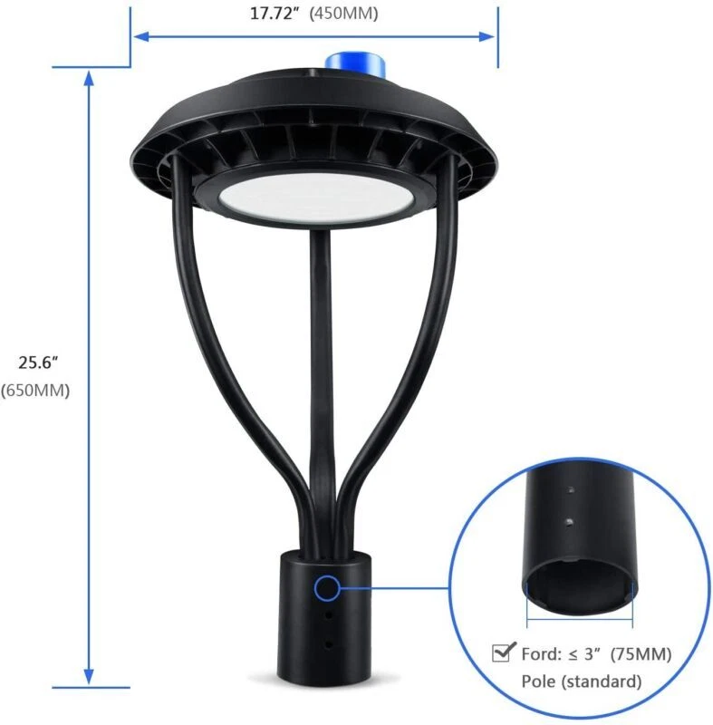 60W LED Post Top Light Outdoor Parking Lot Garden Pole Fixture Dusk to Dawn IP65 - Image 2 of 4