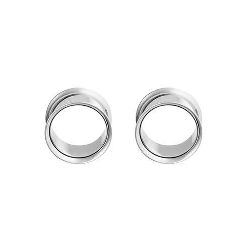 Paire de boucles d'oreilles en acier chirurgical PVD argent double évasement boucles d'oreilles jauges bouchons - Photo 65/108