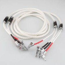Cavo Altoparlante HiFi 8 AWG Placcato Argento OCC con Bloccaggio Spina Banana