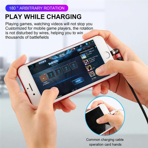 360° Rotation Magnetic Type C Micro USB Cable Fast Charger For iPhone Android - Zdjęcie 4 z 47