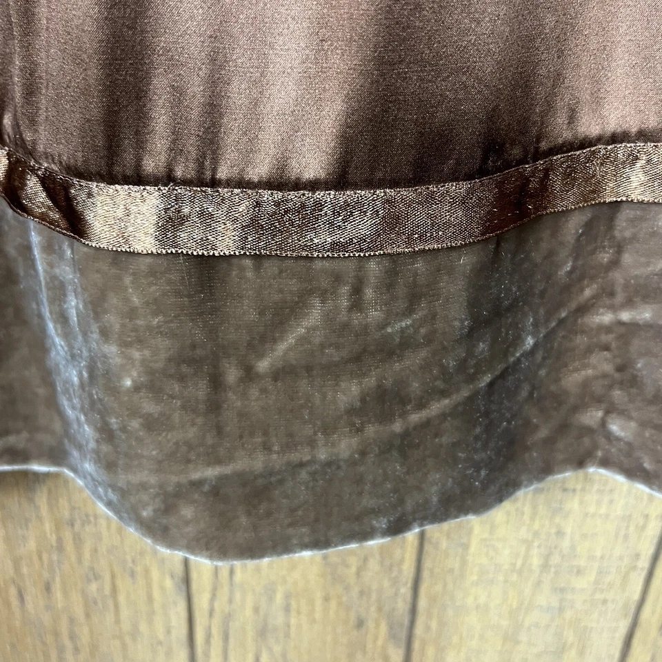 Falda TO THE MAX (Talla 2) Marrón 100% Seda Línea A Terciopelo y Cinta Dobladillo Forrado Falda Foto 4 de 4