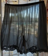 Vintage 50s Vanity Fair Black Pettipants Bloomers Lace Tricot Nylon Pillowtab L
