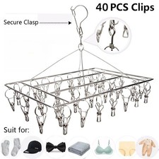 Folding Sock Dryer with 40 Pegs,Metal Sock Hangers with Clips,Underwear Hanger