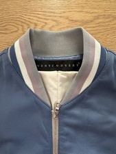 VENT COUVERT Blouson Teddy cuir bleu Taille 40/42 made in France 🇫🇷 NEUF