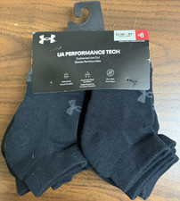 NEW UNDER ARMOUR Kids Black Performance Tech Low Cut ARCH SUPPORT Socks 13.5K-4Y