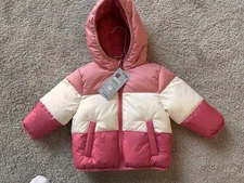 NWT Swiss+Tech Baby Heavyweight Puffer Jacket / Size 12M / Pink & White  Multi