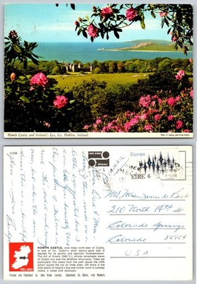 Howth Castle Ireland's Eye Dublin 1970 John Hinde Rhododendron Postcard