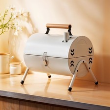 Portable Barrel BBQ Charcoal Grill | Double-Sided Foldable Camping Pic, UK Stock