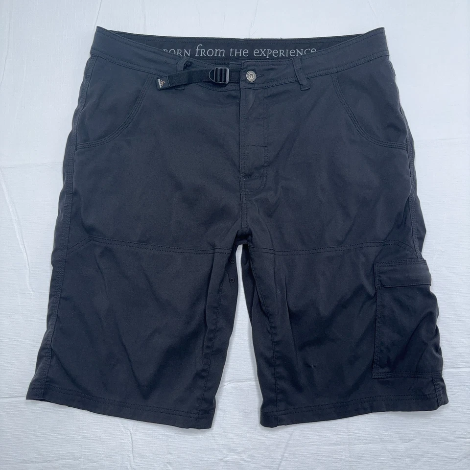 prAna Mens 36 Stretch Zion Shorts Black Belted Stretch Nylon Cargo 11" Inseam - Image 2 of 4